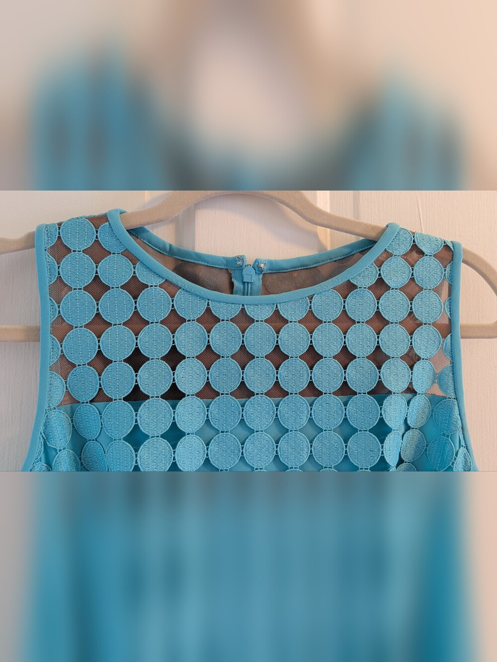Lauren Ralph Lauren Turquoise Sleeveless Circle Appliqué Midi Dress - Picture 3 of 8